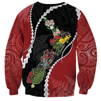 New Zealand Christmas Sweatshirt Flora Map with Birds - Polynesian Pride