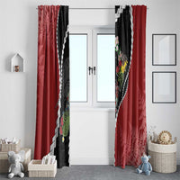 New Zealand Christmas Window Curtain Flora Map with Birds - Polynesian Pride