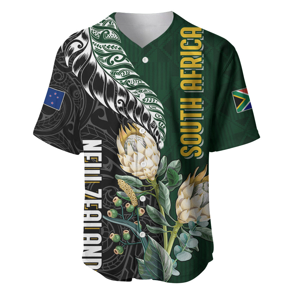 Custom South Africa Mix New Zealand Rugby 2023 Baseball Jersey World Cup Greatest Rivalry LT7 Black Green - Polynesian Pride