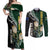 Custom South Africa Mix New Zealand Rugby 2023 Couples Matching Off Shoulder Maxi Dress and Long Sleeve Button Shirt World Cup Greatest Rivalry LT7 Black Green - Polynesian Pride