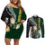 Custom South Africa Mix New Zealand Rugby 2023 Couples Matching Off Shoulder Short Dress and Long Sleeve Button Shirt World Cup Greatest Rivalry LT7 Black Green - Polynesian Pride