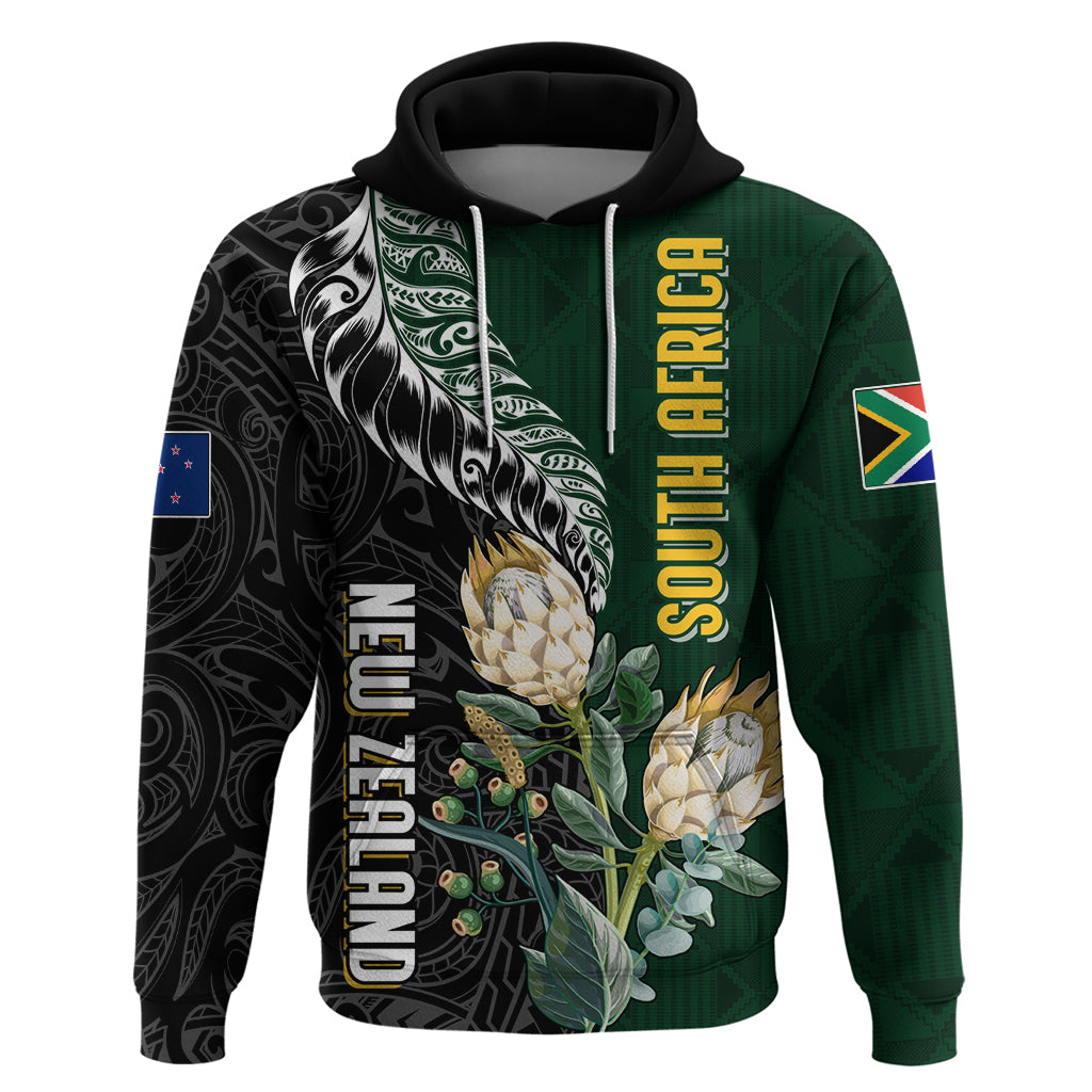 Custom South Africa Mix New Zealand Rugby 2023 Hoodie World Cup Greatest Rivalry LT7 Pullover Hoodie Black Green - Polynesian Pride