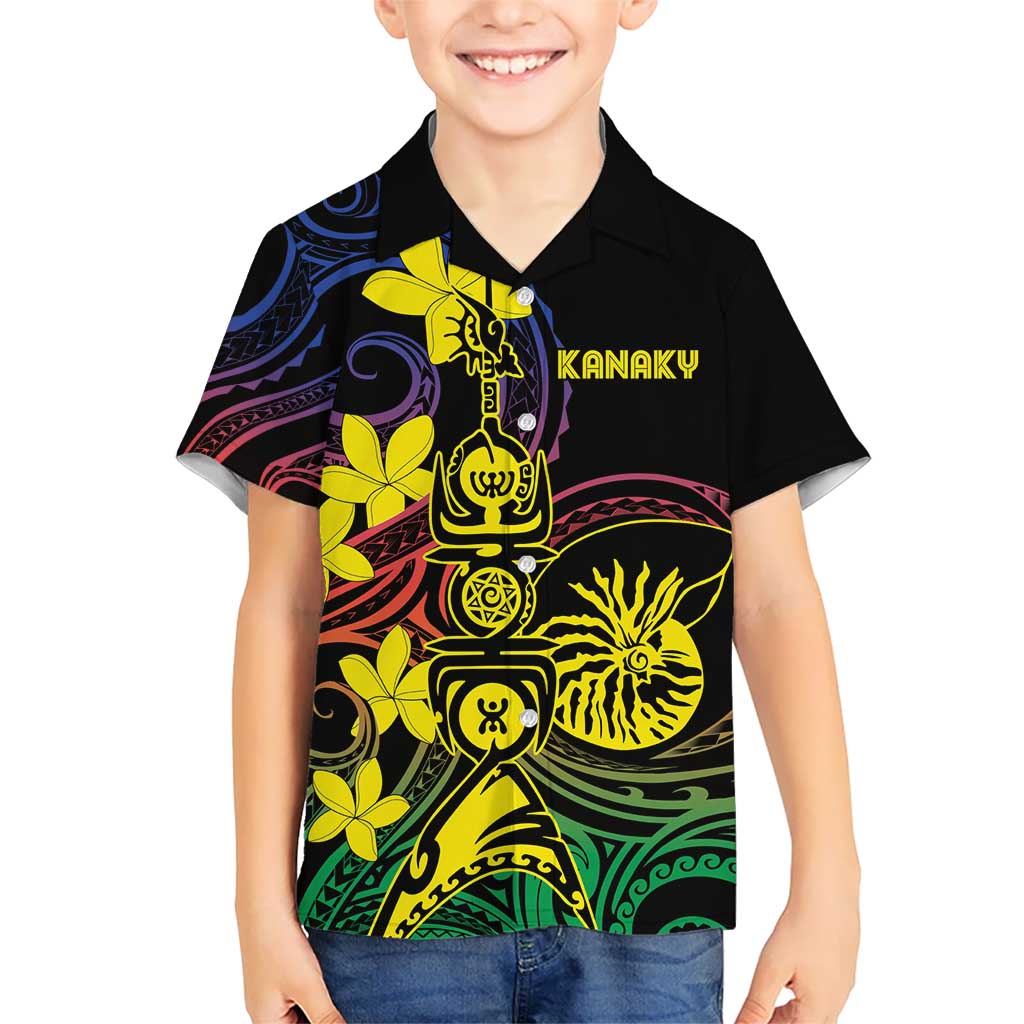 New Caledonia Kanaky Personalized Kid Hawaiian Shirt Fleche Faitiere - Plumeria