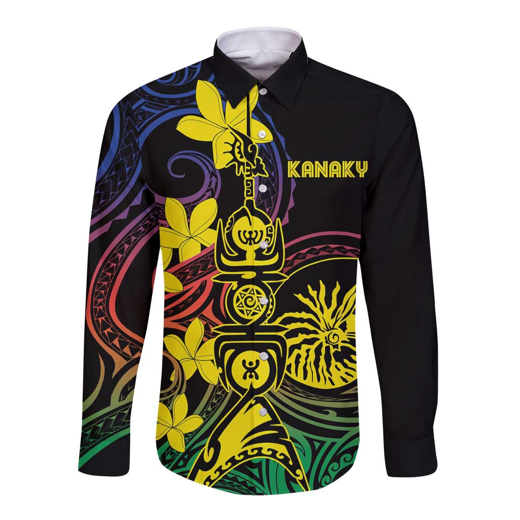 New Caledonia Kanaky Personalized Long Sleeve Button Shirt Fleche Faitiere - Plumeria