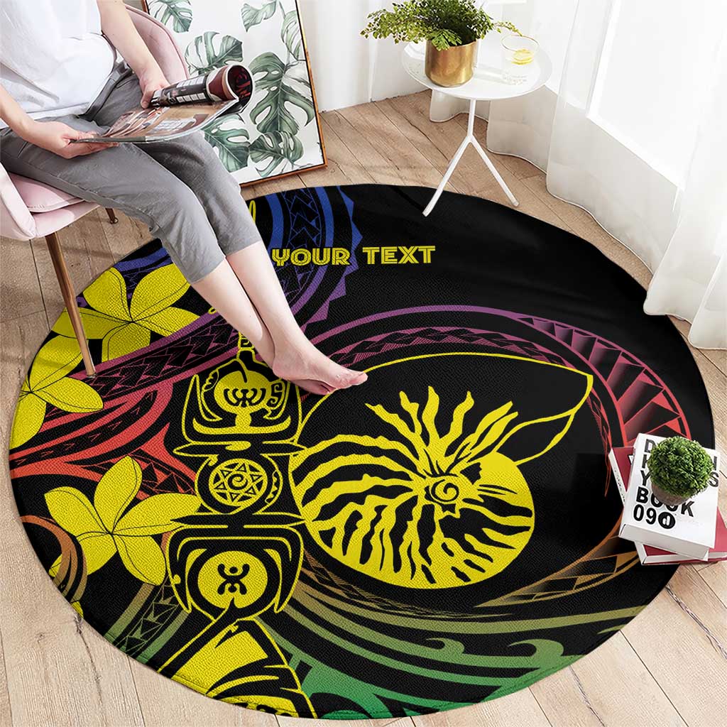 New Caledonia Kanaky Personalized Round Carpet Fleche Faitiere - Plumeria