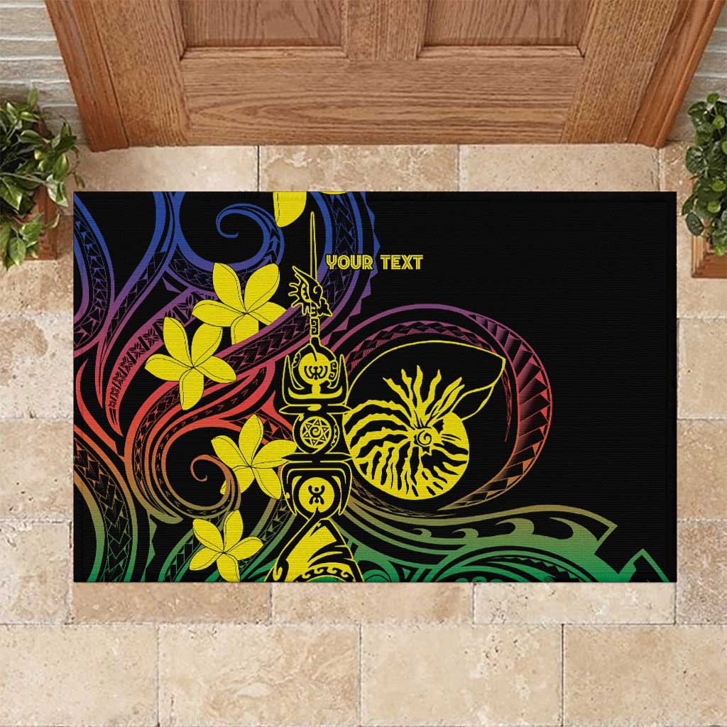 New Caledonia Kanaky Personalized Rubber Doormat Fleche Faitiere - Plumeria