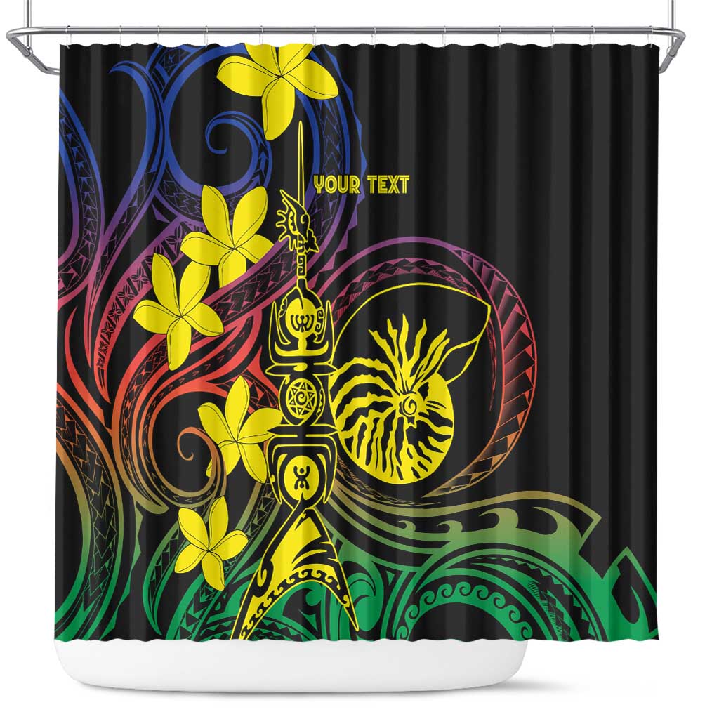 New Caledonia Kanaky Personalized Shower Curtain Fleche Faitiere - Plumeria