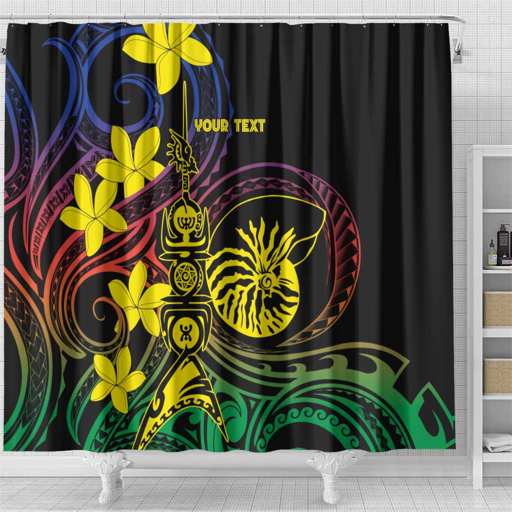 New Caledonia Kanaky Personalized Shower Curtain Fleche Faitiere - Plumeria