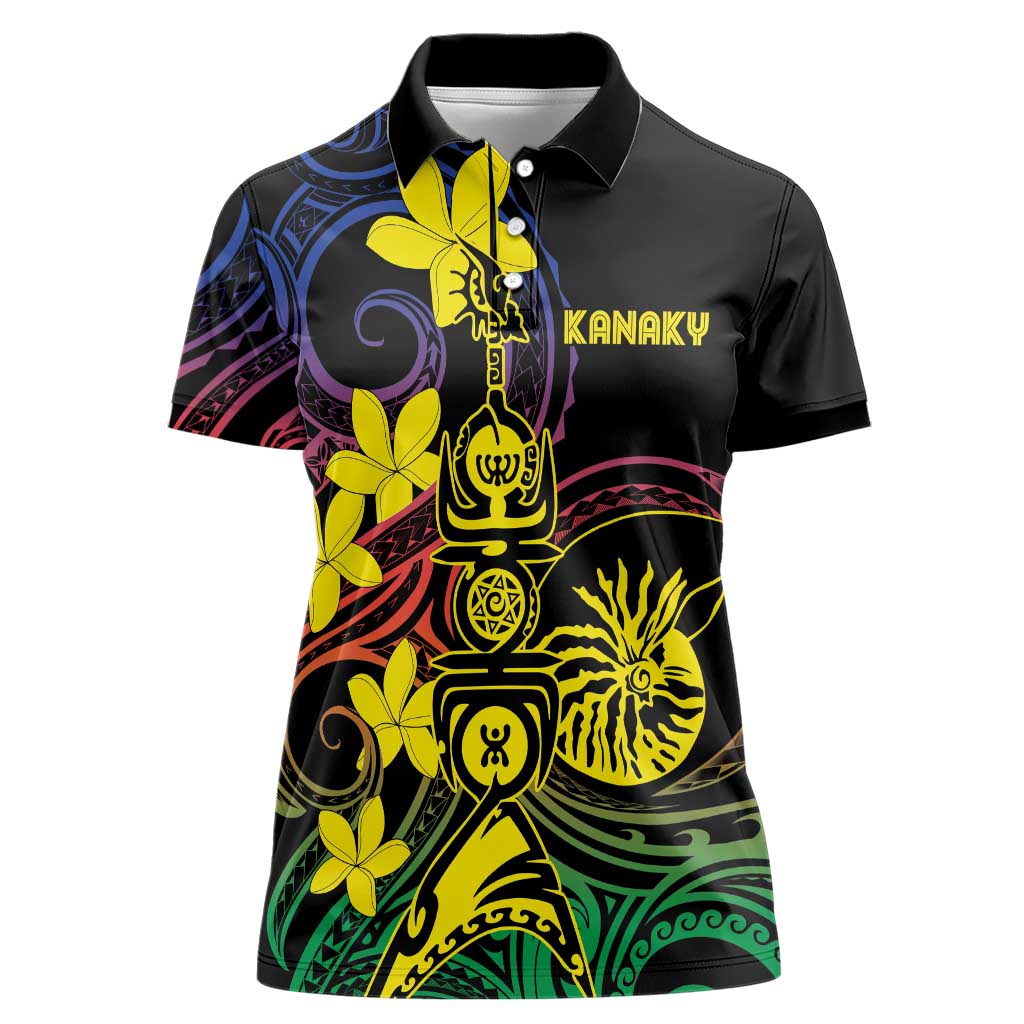 New Caledonia Kanaky Personalized Women Polo Shirt Fleche Faitiere - Plumeria