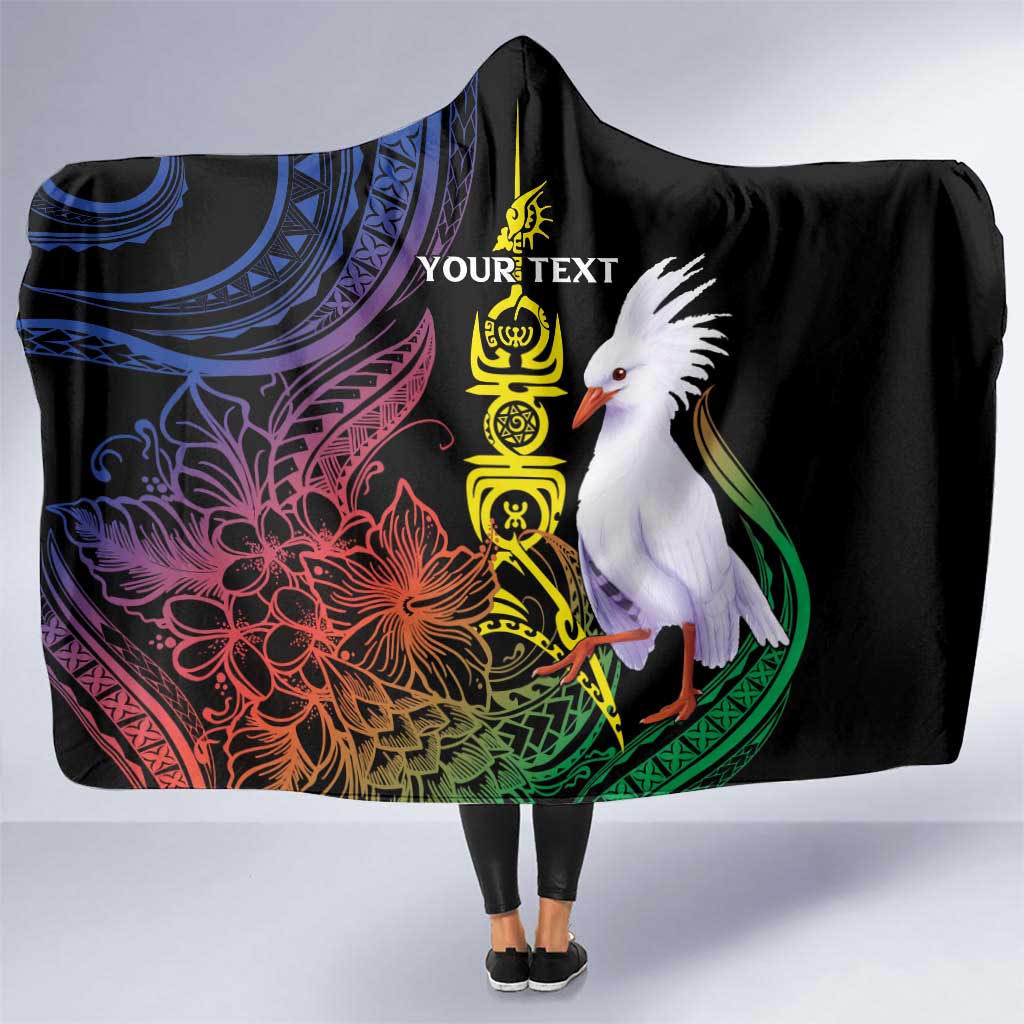 New Caledonia Kanaky Personalized Hooded Blanket Fleche Faitiere Mix Kagu