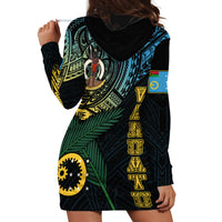 Personalised Vanuatu Hoodie Dress Turtle Chest Tattoo Flag Color - Sanma LT7 - Polynesian Pride