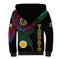 Personalised Vanuatu Sherpa Hoodie Turtle Chest Tattoo Flag Color - Shefa LT7 - Polynesian Pride