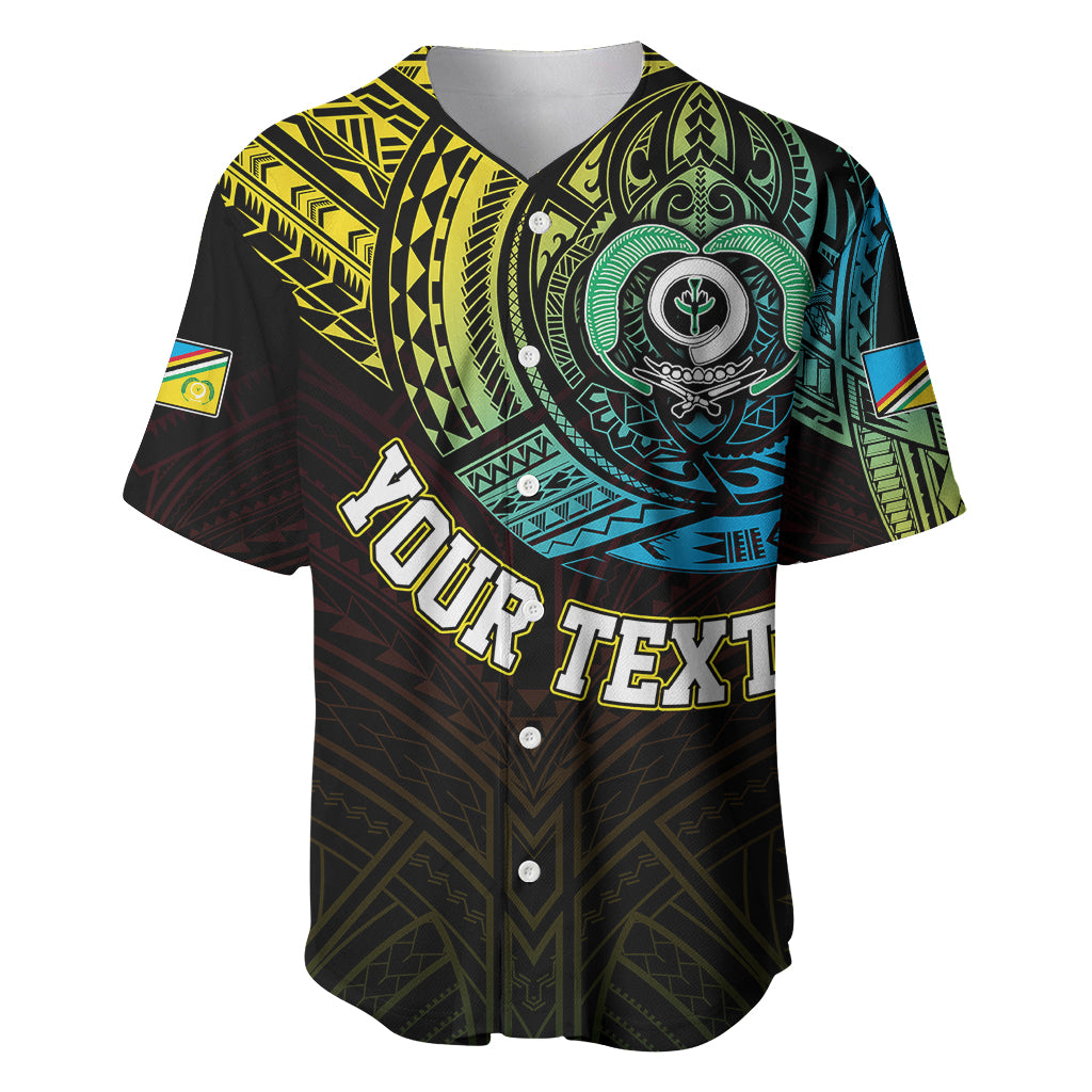 Personalised Vanuatu Baseball Jersey Turtle Chest Tattoo Flag Color - Torba LT7 - Polynesian Pride