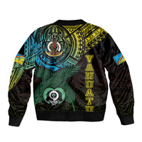 Personalised Vanuatu Bomber Jacket Turtle Chest Tattoo Flag Color - Torba LT7 - Polynesian Pride
