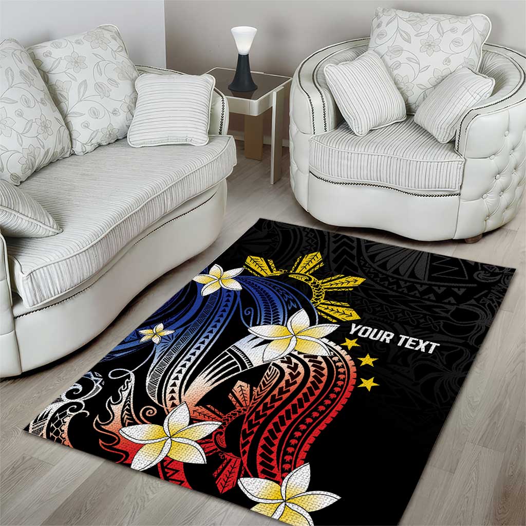 Personalized Philippines Tribal Area Rug Tropical Waves - Plumeria