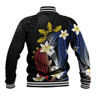 Personalized Philippines Tribal Baseball Jacket Tropical Waves - Plumeria