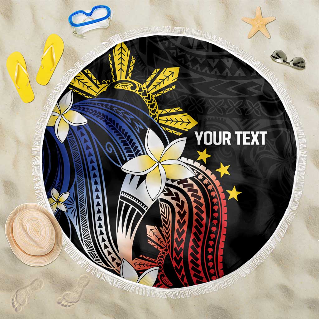 Personalized Philippines Tribal Beach Blanket Tropical Waves - Plumeria