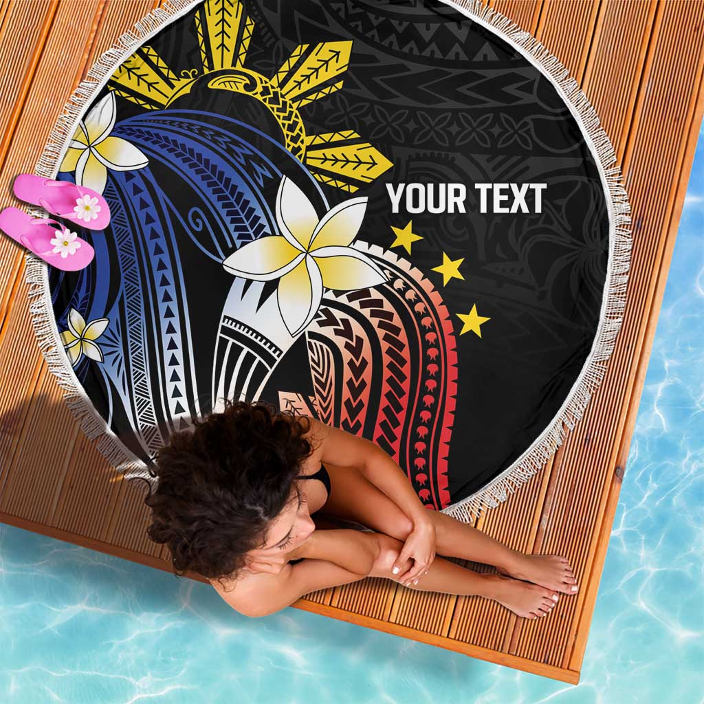 Personalized Philippines Tribal Beach Blanket Tropical Waves - Plumeria