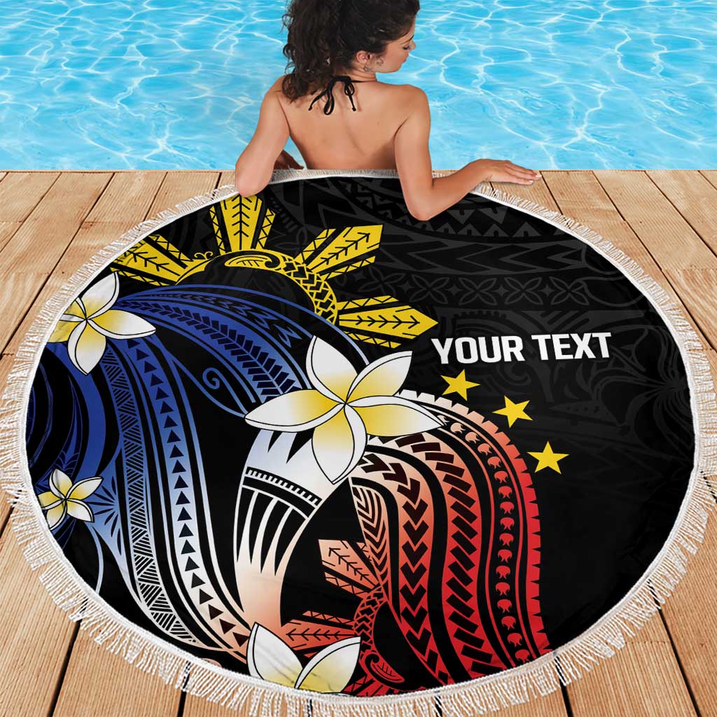 Personalized Philippines Tribal Beach Blanket Tropical Waves - Plumeria