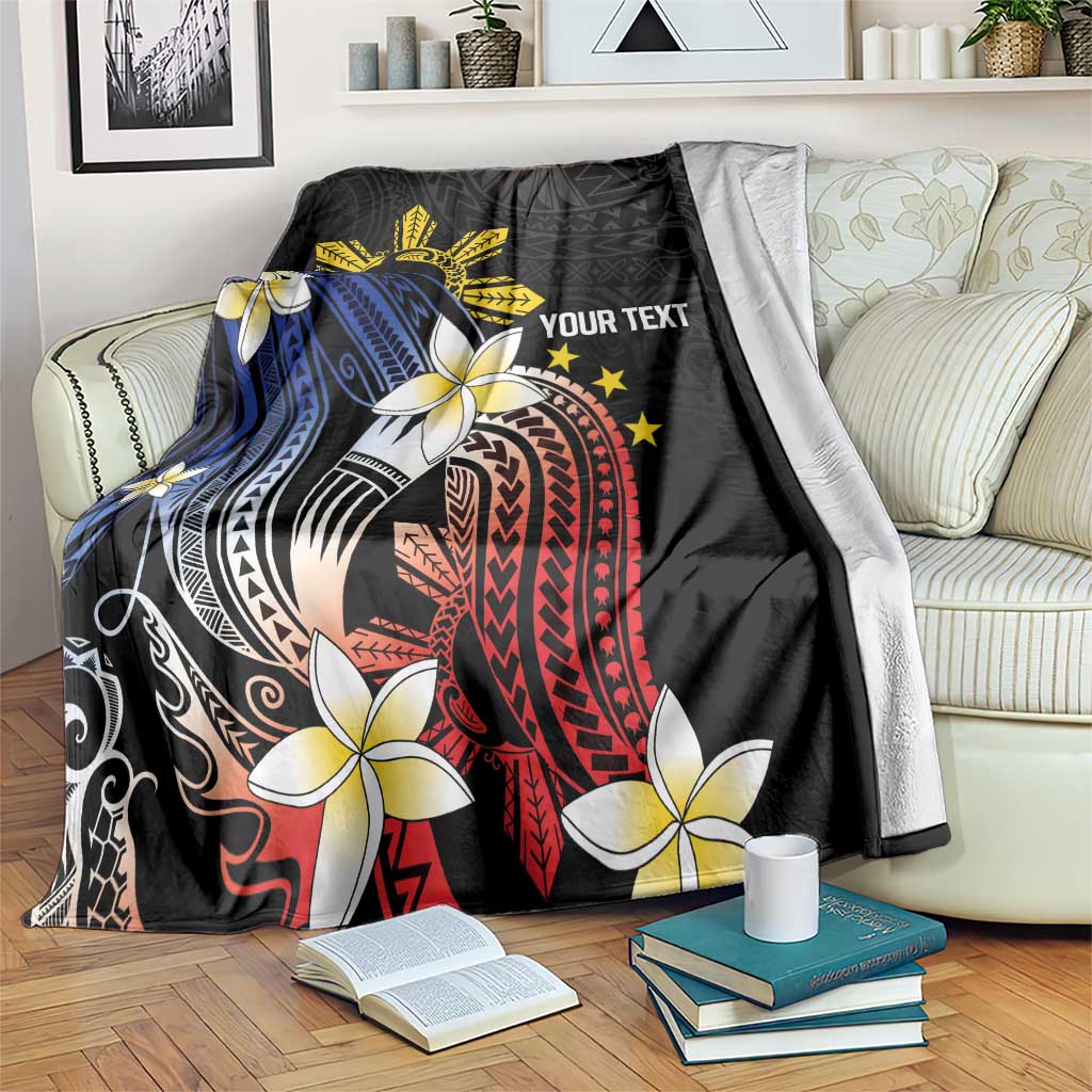 Personalized Philippines Tribal Blanket Tropical Waves - Plumeria
