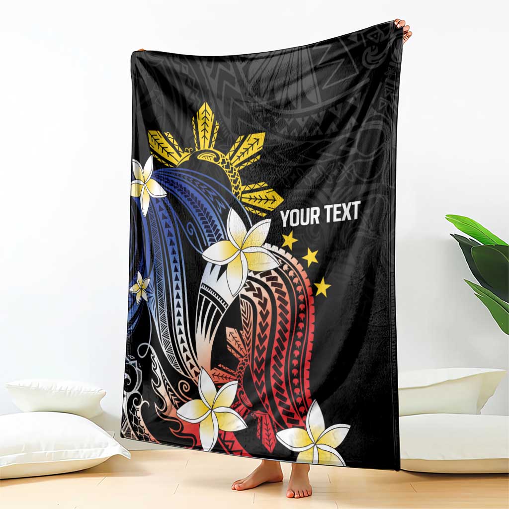 Personalized Philippines Tribal Blanket Tropical Waves - Plumeria