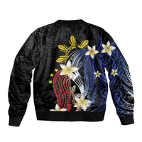 Personalized Philippines Tribal Bomber Jacket Tropical Waves - Plumeria