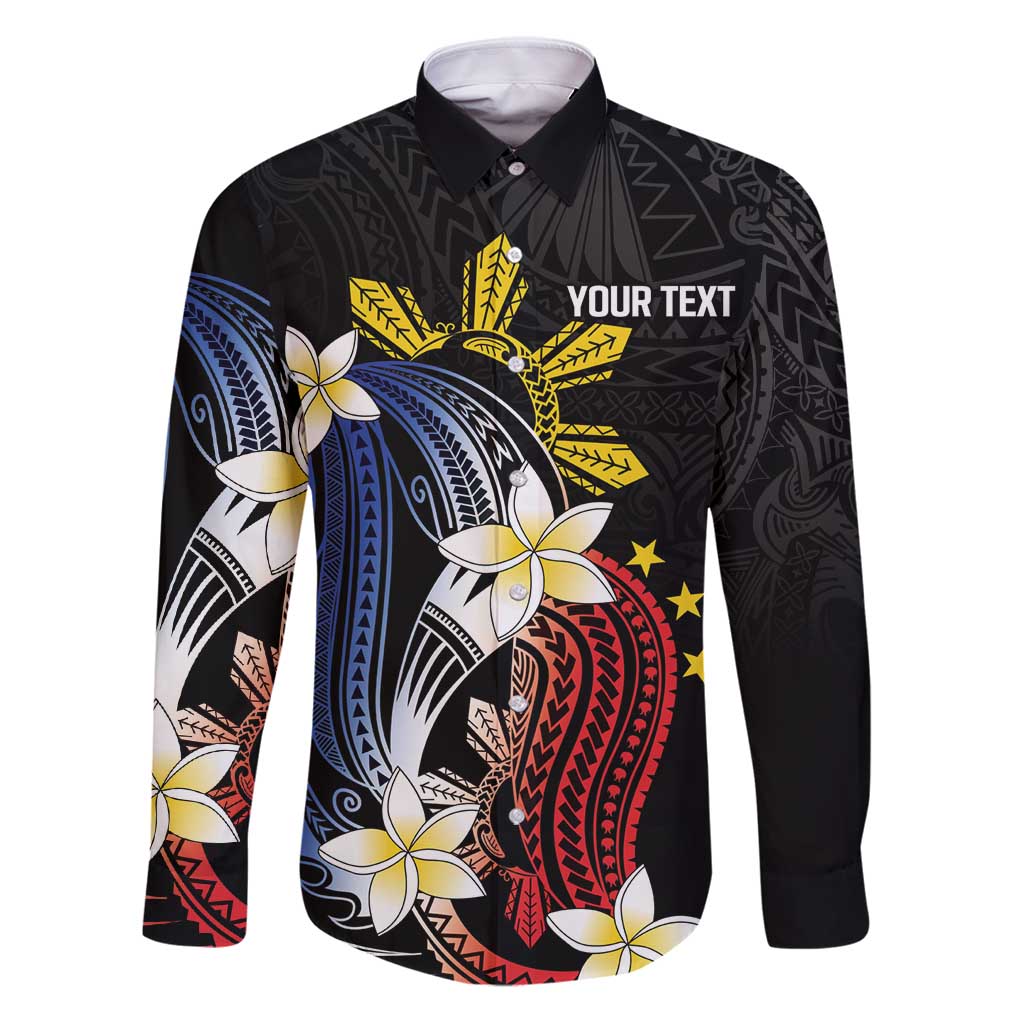 Personalized Philippines Tribal Family Matching Puletasi and Hawaiian Shirt Tropical Waves - Plumeria