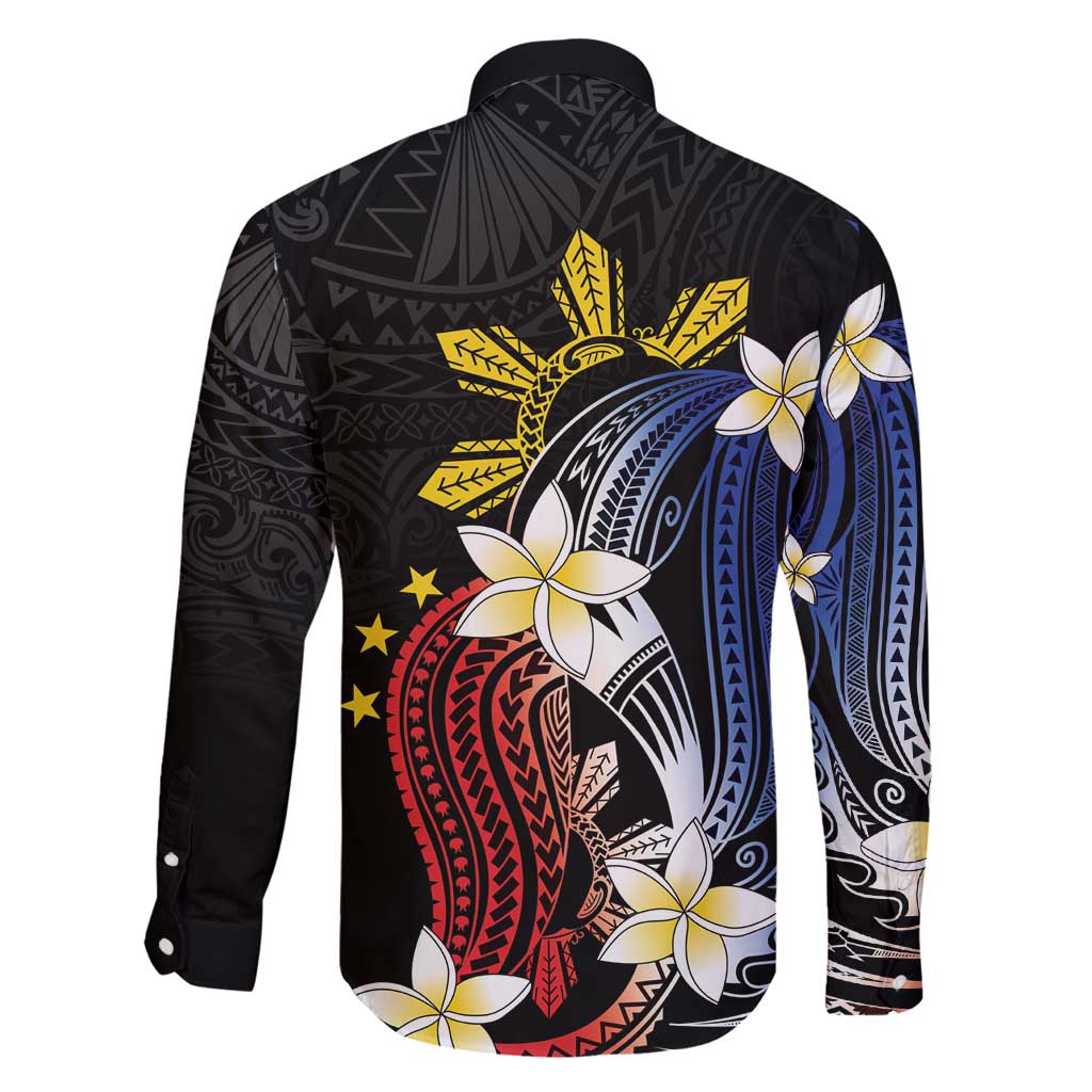 Personalized Philippines Tribal Family Matching Puletasi and Hawaiian Shirt Tropical Waves - Plumeria