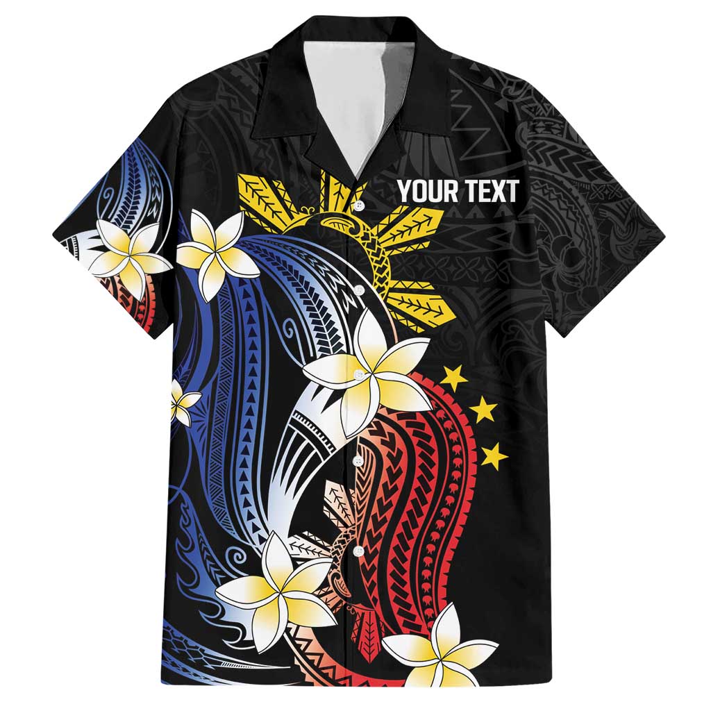 Personalized Philippines Tribal Family Matching Short Sleeve Bodycon Dress and Hawaiian Shirt Tropical Waves - Plumeria