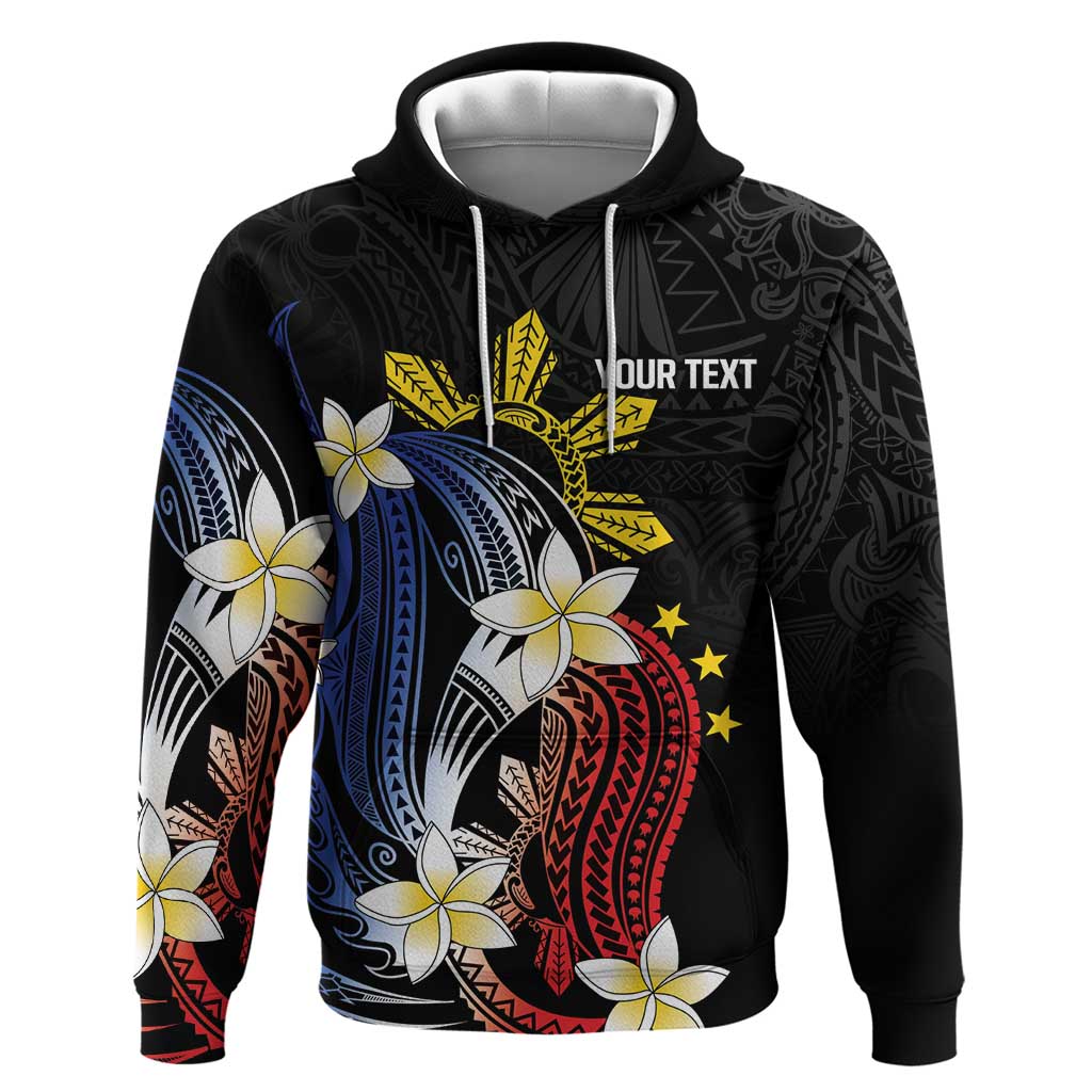Personalized Philippines Tribal Hoodie Tropical Waves - Plumeria