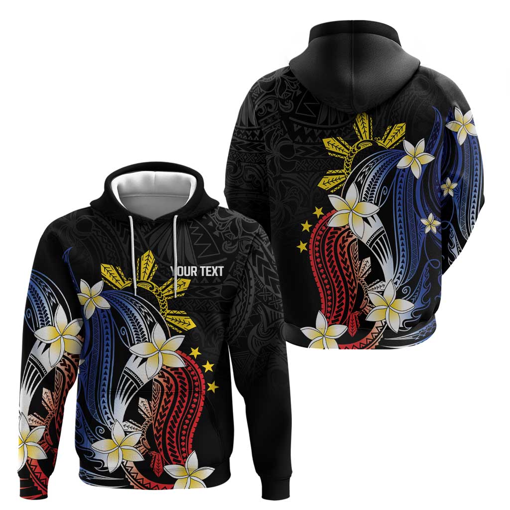 Personalized Philippines Tribal Hoodie Tropical Waves - Plumeria