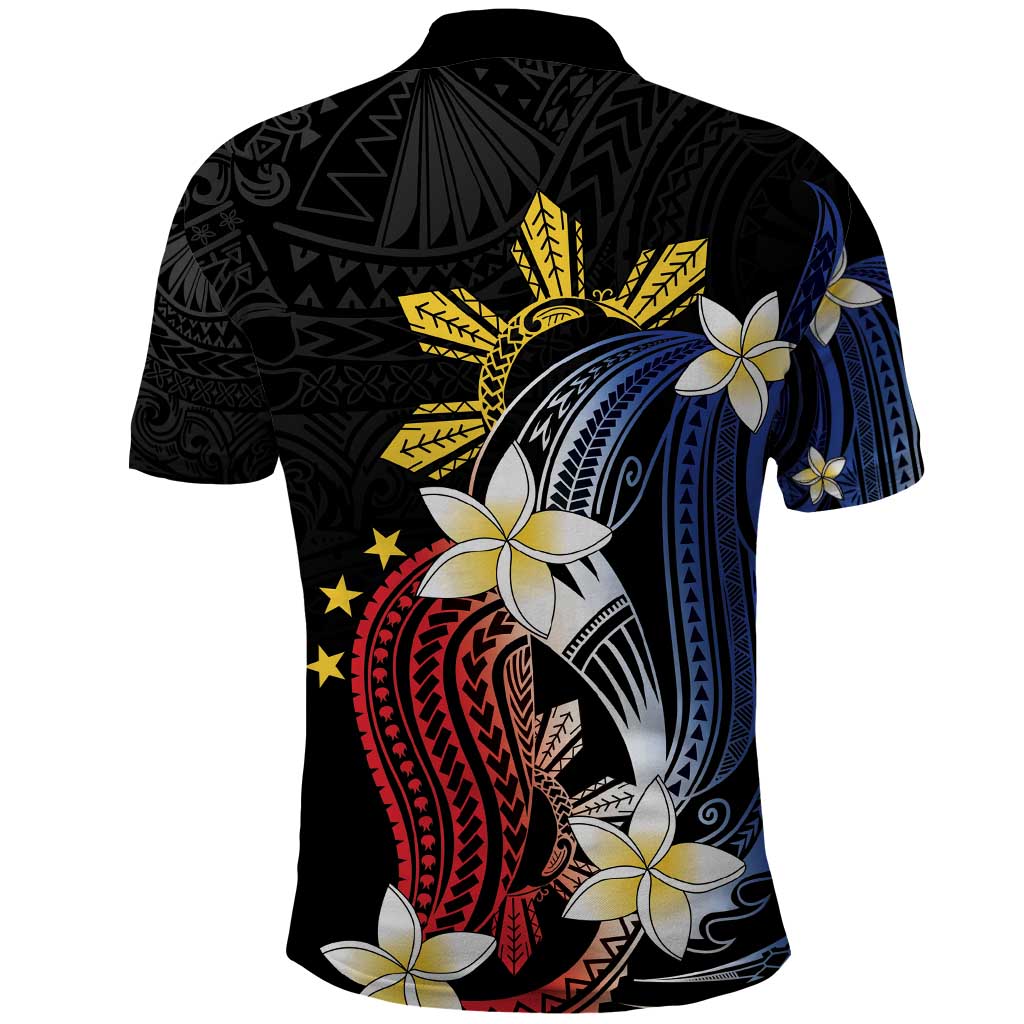 Personalized Philippines Tribal Polo Shirt Tropical Waves - Plumeria