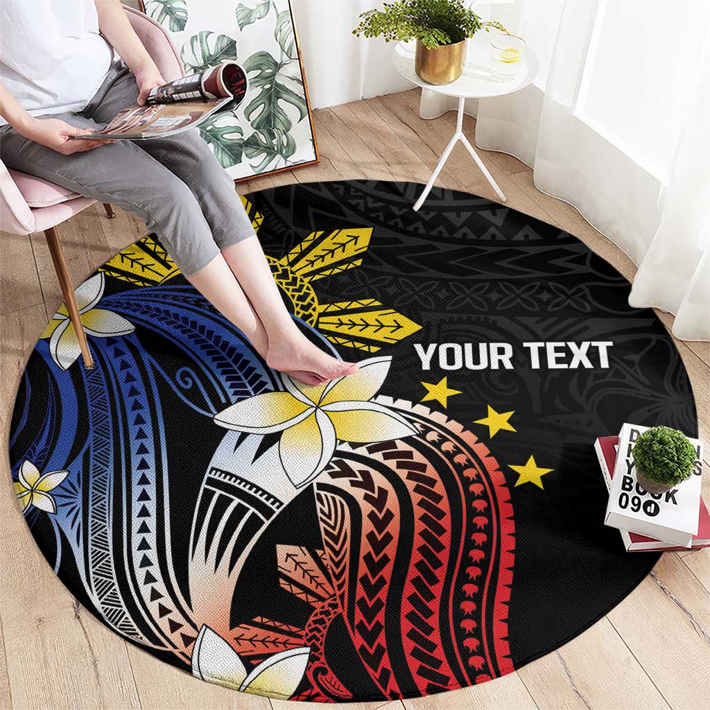 Personalized Philippines Tribal Round Carpet Tropical Waves - Plumeria