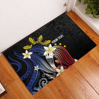 Personalized Philippines Tribal Rubber Doormat Tropical Waves - Plumeria