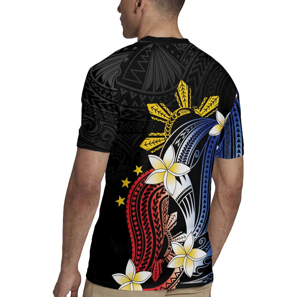Personalized Philippines Tribal Rugby Jersey Tropical Waves - Plumeria