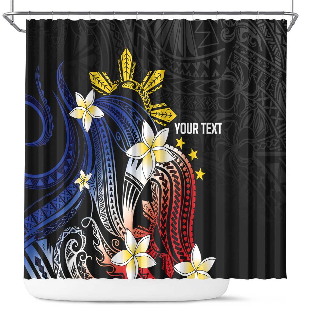 Personalized Philippines Tribal Shower Curtain Tropical Waves - Plumeria