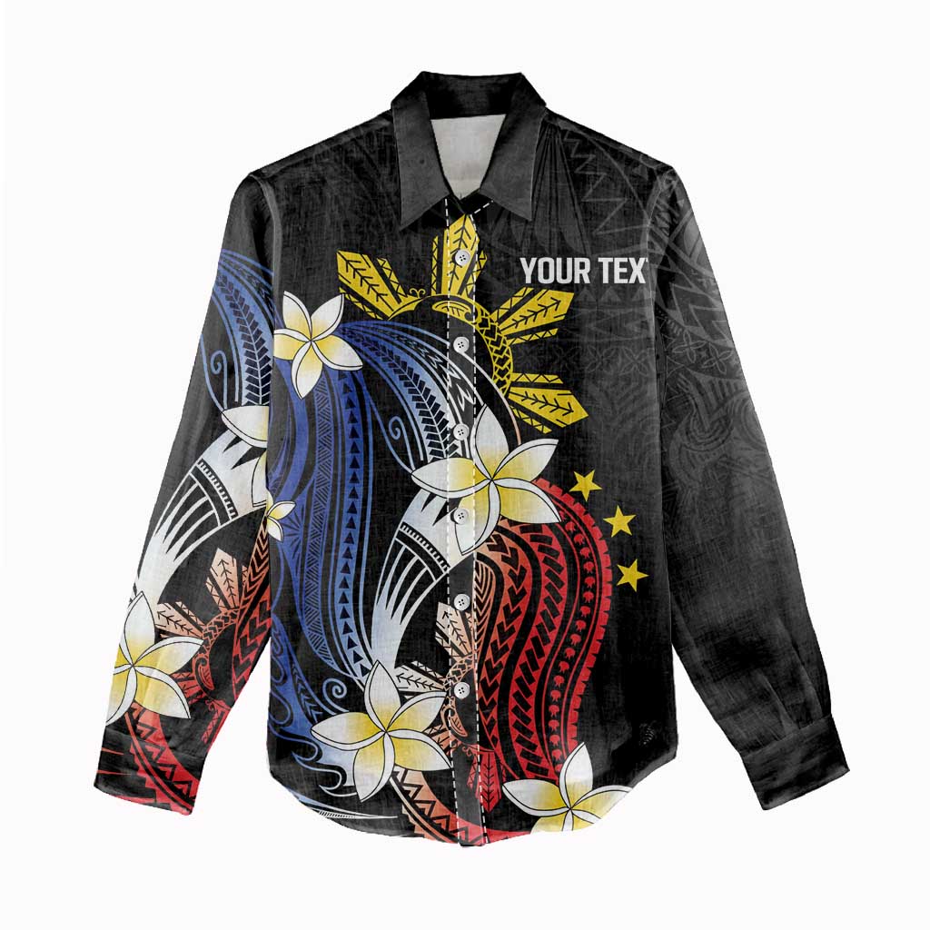Personalized Philippines Tribal Women Casual Shirt Tropical Waves - Plumeria