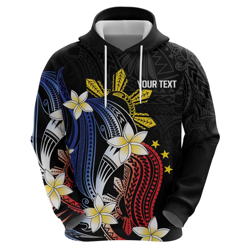 Personalized Philippines Tribal Zip Hoodie Tropical Waves - Plumeria