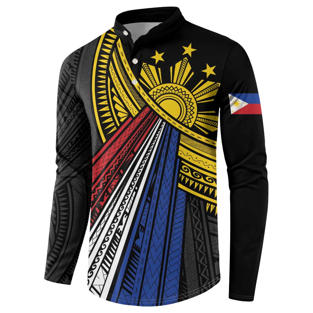 Philippines Sun Button Sweatshirt Pasifika Tribal Style
