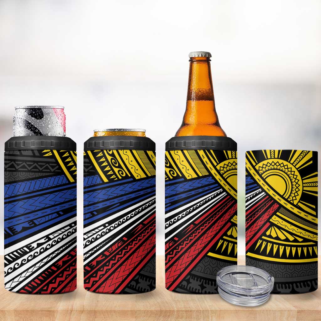 Philippines Sun 4 in 1 Can Cooler Tumbler Pasifika Tribal Style