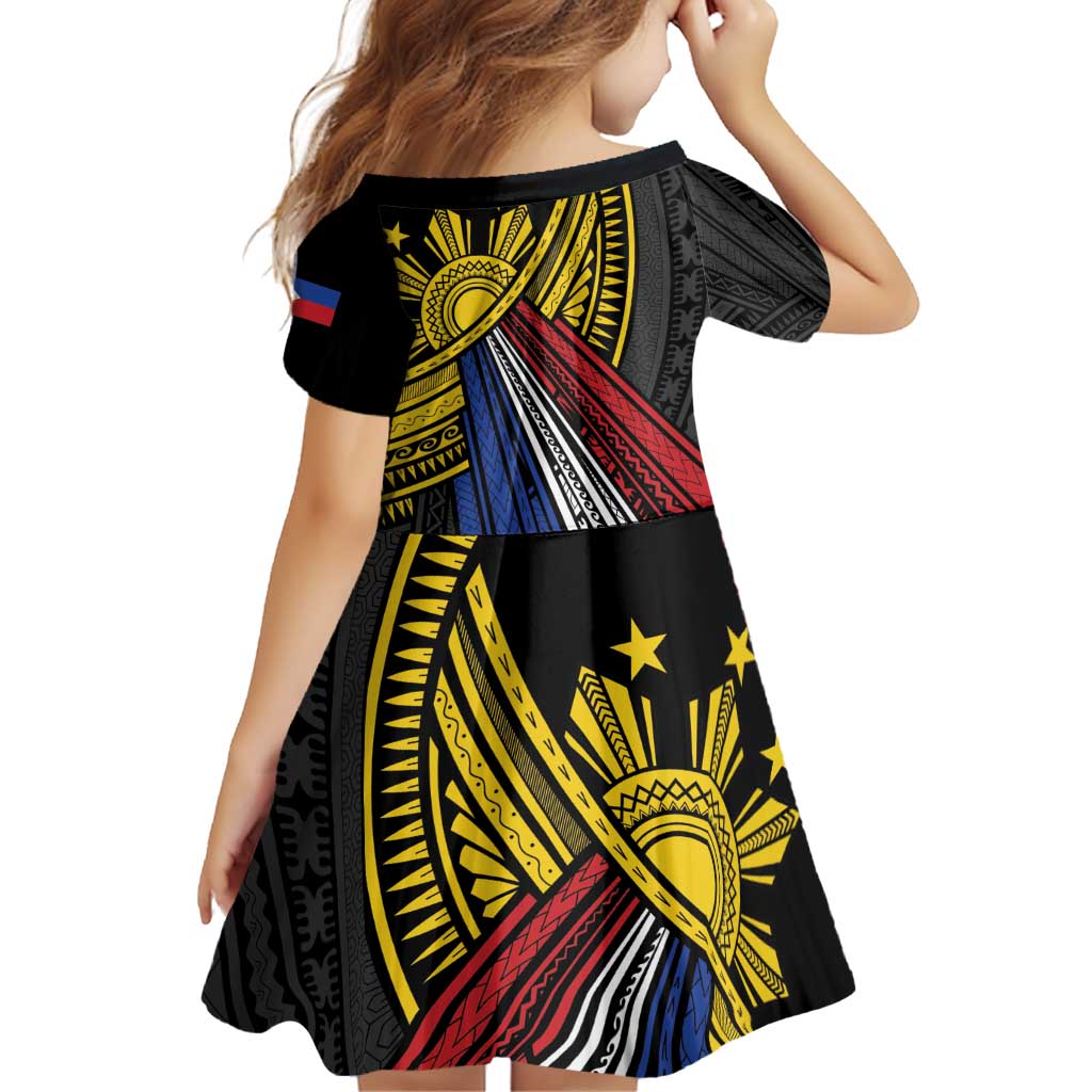 Philippines Sun Family Matching Off Shoulder Short Dress and Hawaiian Shirt Pasifika Tribal Style