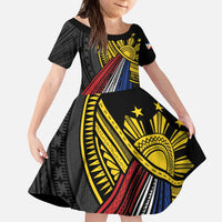 Philippines Sun Kid Short Sleeve Dress Pasifika Tribal Style