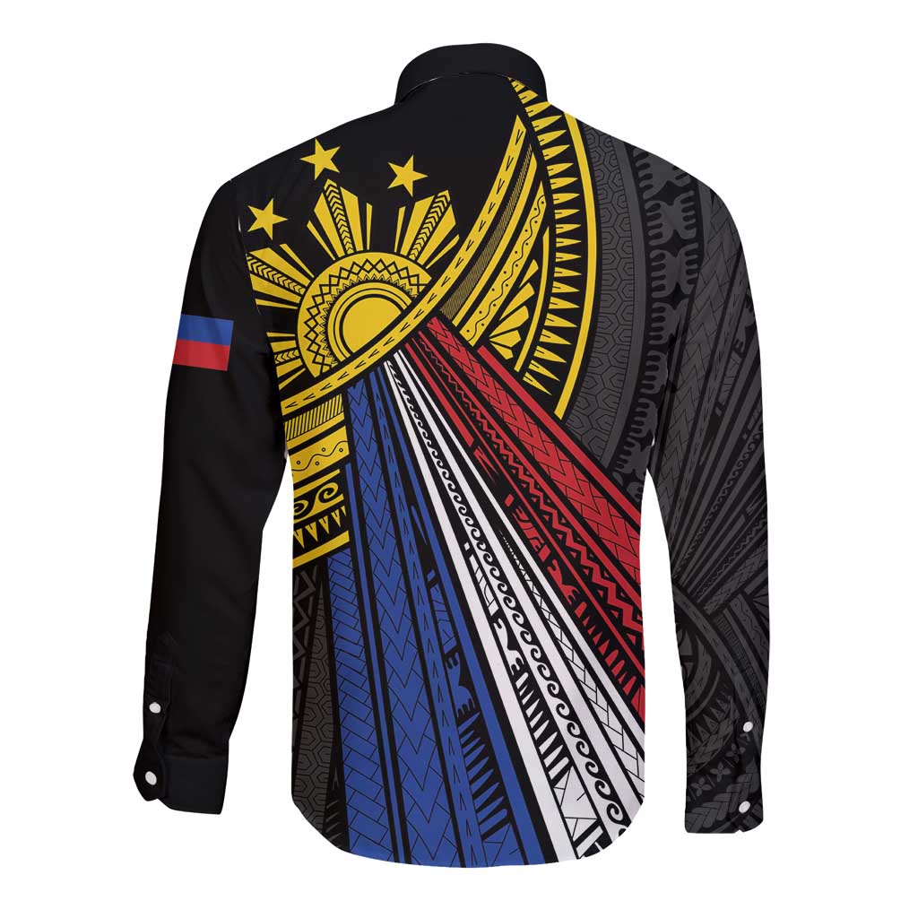 Philippines Sun Long Sleeve Button Shirt Pasifika Tribal Style
