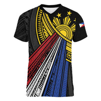 Philippines Sun Women V-Neck T-Shirt Pasifika Tribal Style