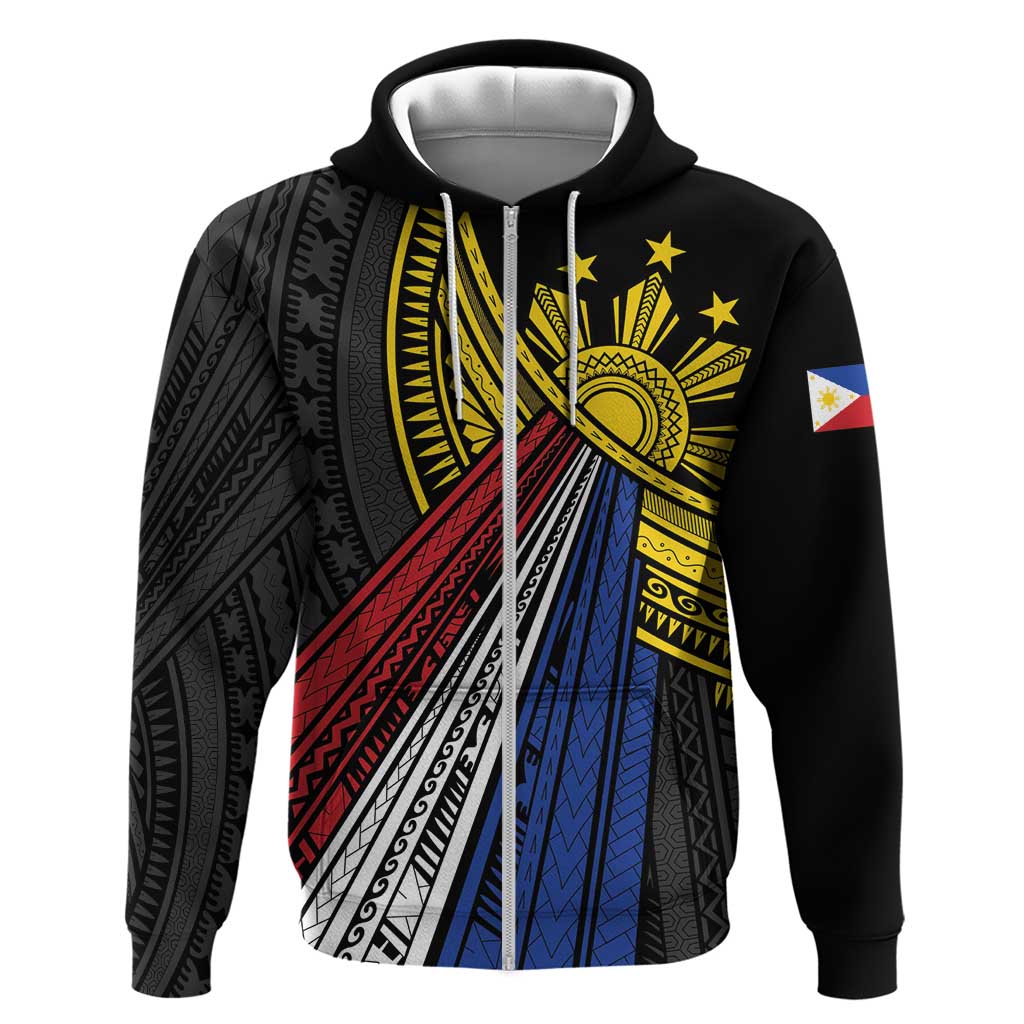 Philippines Sun Zip Hoodie Pasifika Tribal Style