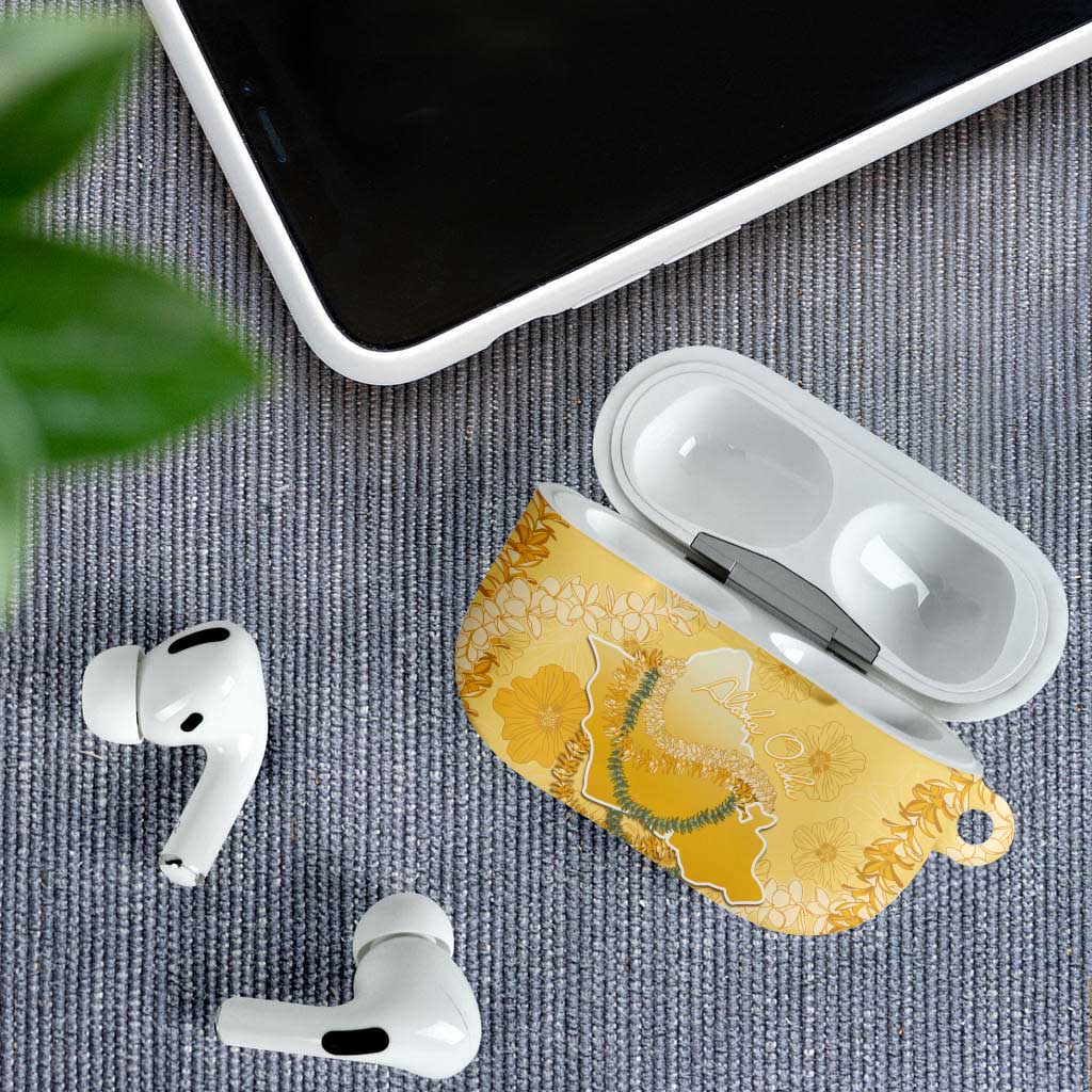 Hawaii Oahu Island Flowers Lei AirPods Case Yellow Ilima Mix Plumeria LT7 - Polynesian Pride