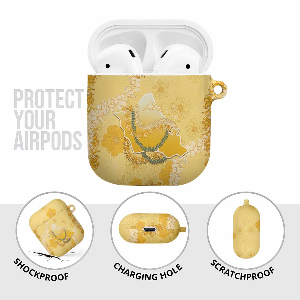 Hawaii Oahu Island Flowers Lei AirPods Case Yellow Ilima Mix Plumeria LT7 - Polynesian Pride