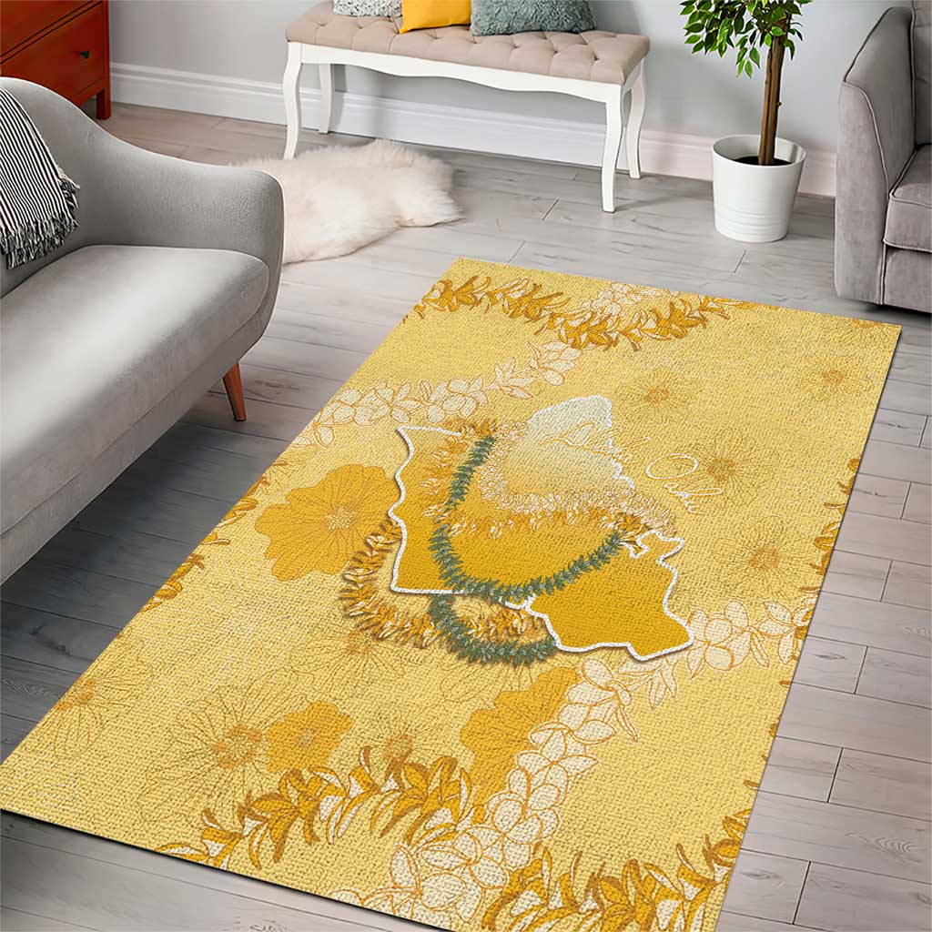 Hawaii Oahu Island Flowers Lei Area Rug Yellow Ilima Mix Plumeria LT7 - Polynesian Pride