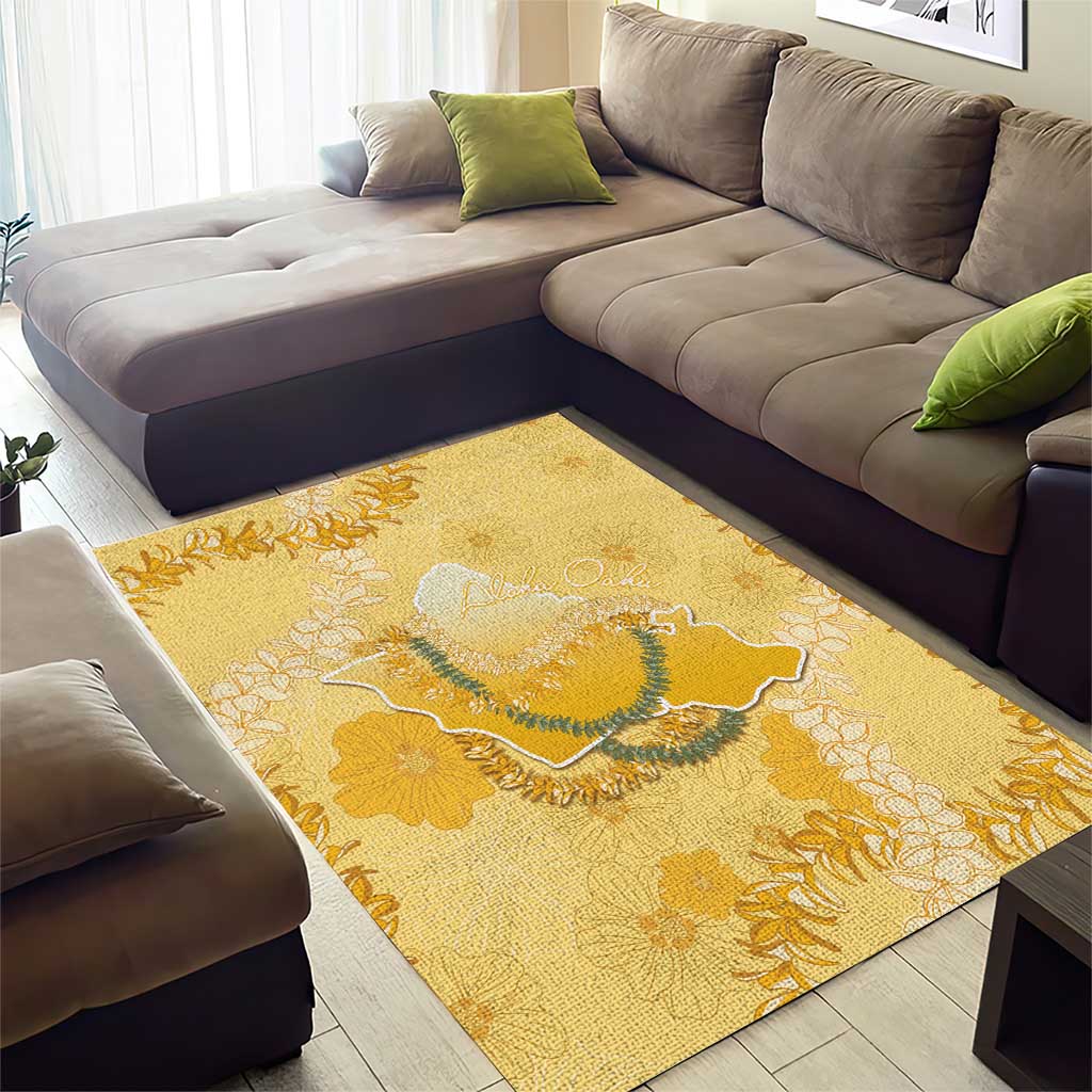 Hawaii Oahu Island Flowers Lei Area Rug Yellow Ilima Mix Plumeria LT7 - Polynesian Pride