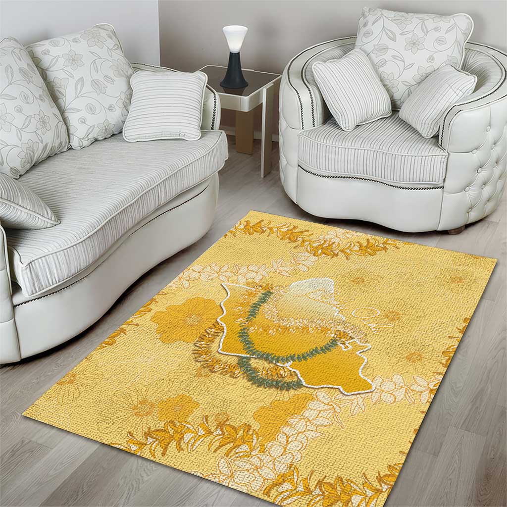 Hawaii Oahu Island Flowers Lei Area Rug Yellow Ilima Mix Plumeria LT7 - Polynesian Pride